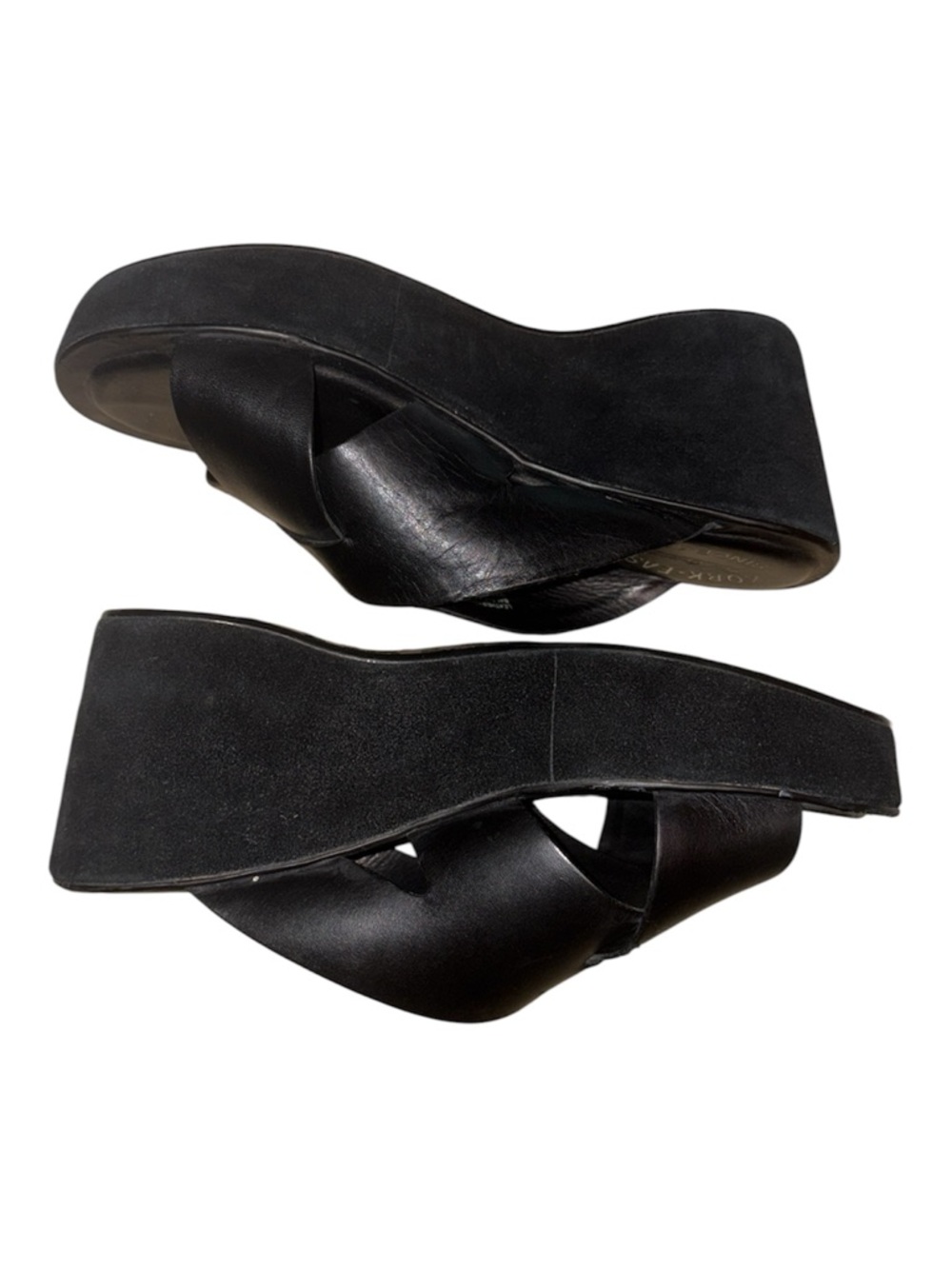 Kork-Ease Lana Women’s Black Leather Crisscross Slide wedge Sandals